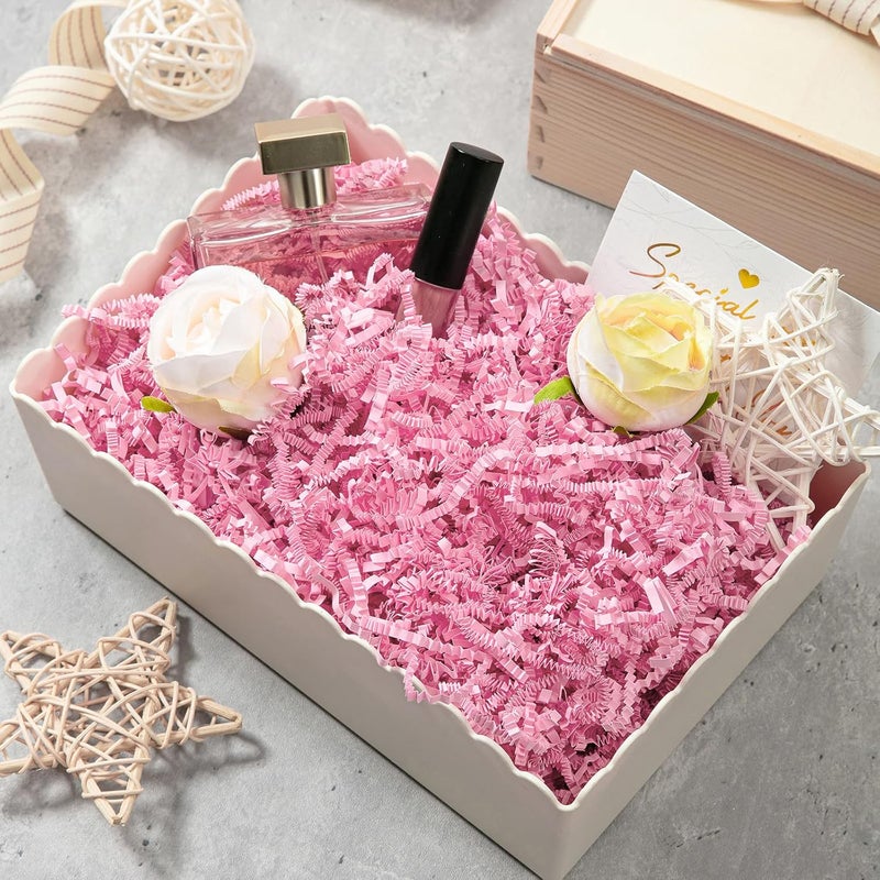 Mefleet 1 LB Crinkle Cut Paper Shred Filler Light Pink Crinkle Shredded Paper for Gift Box - Gift Basket Bag Filler - Grass Cushion Stuffing for Valentine's Day, Birthday Packaging Wrapping - Image 3